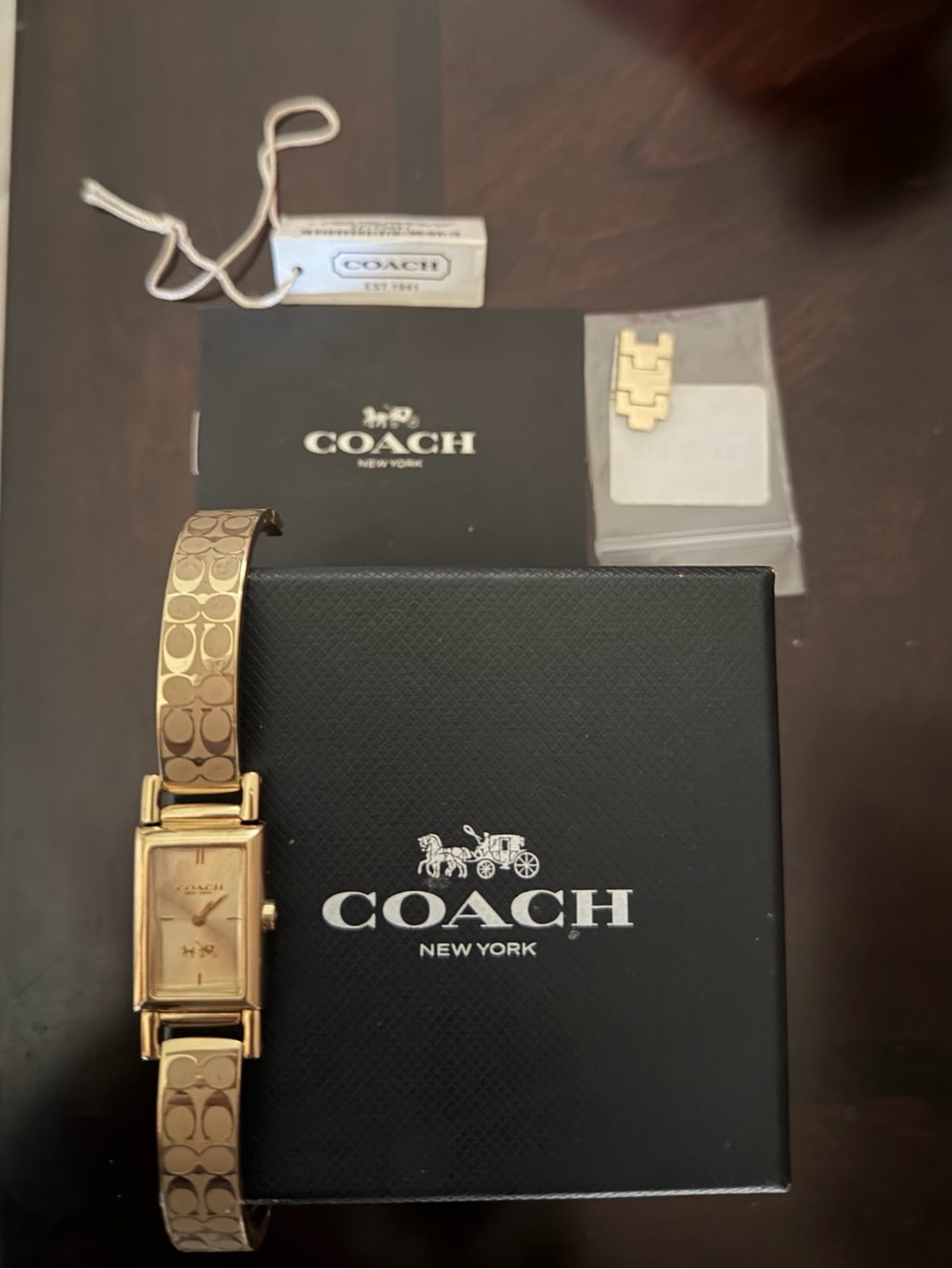 Coach Gold-Tone Signature C Bracelet Watch